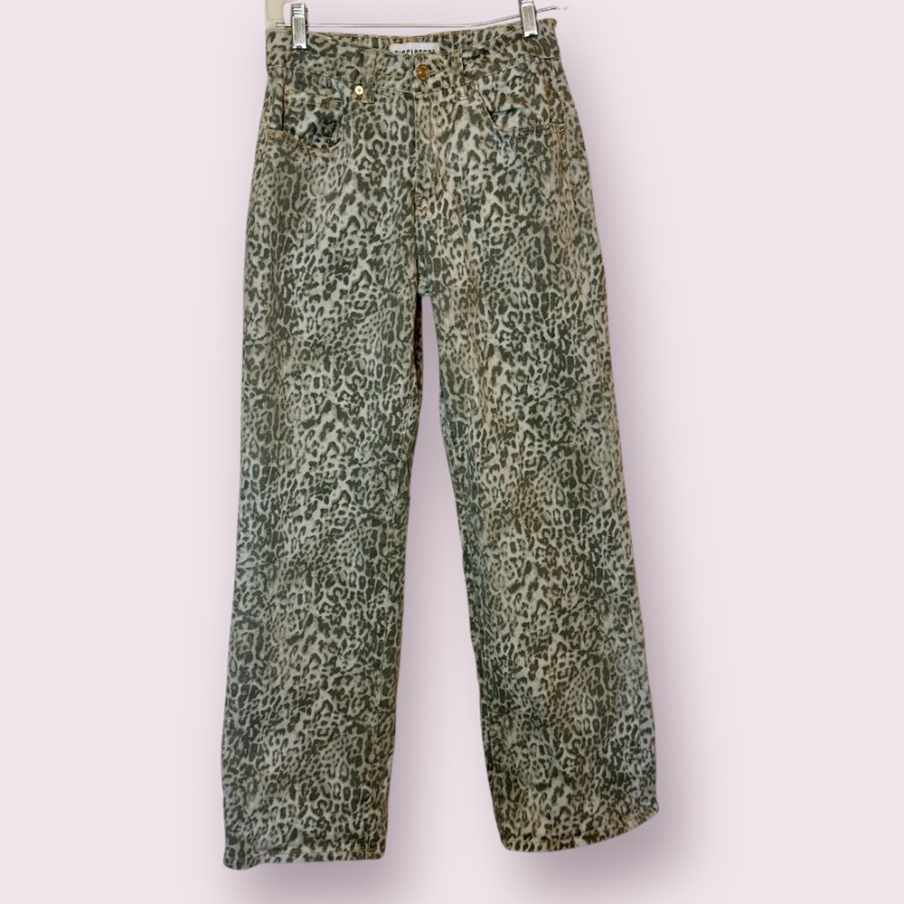 Disclosure Leopard Print Wide Leg Jeans Gray Size 25 Waist